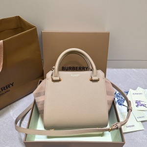 burberry check canvas and leather tote bag